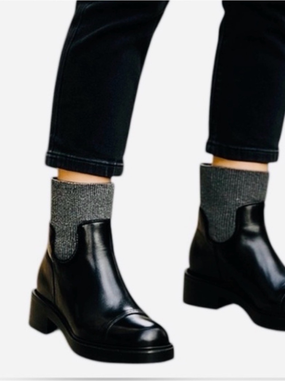 J. Crew Black Spazzo Ribbed-knit Cuff Boot Size 9.5